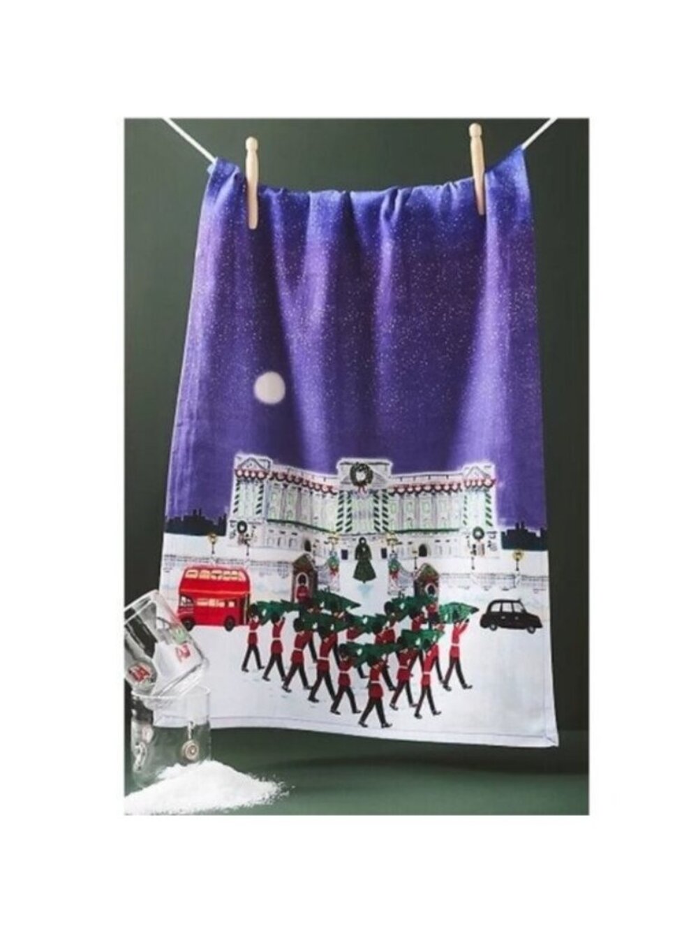 Anthropologie Holiday in the City Dish Towel NEW London Christmas British Gift